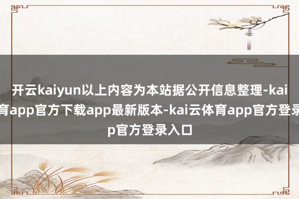 开云kaiyun以上内容为本站据公开信息整理-kai云体育app官方下载app最新版本-kai云体育app官方登录入口